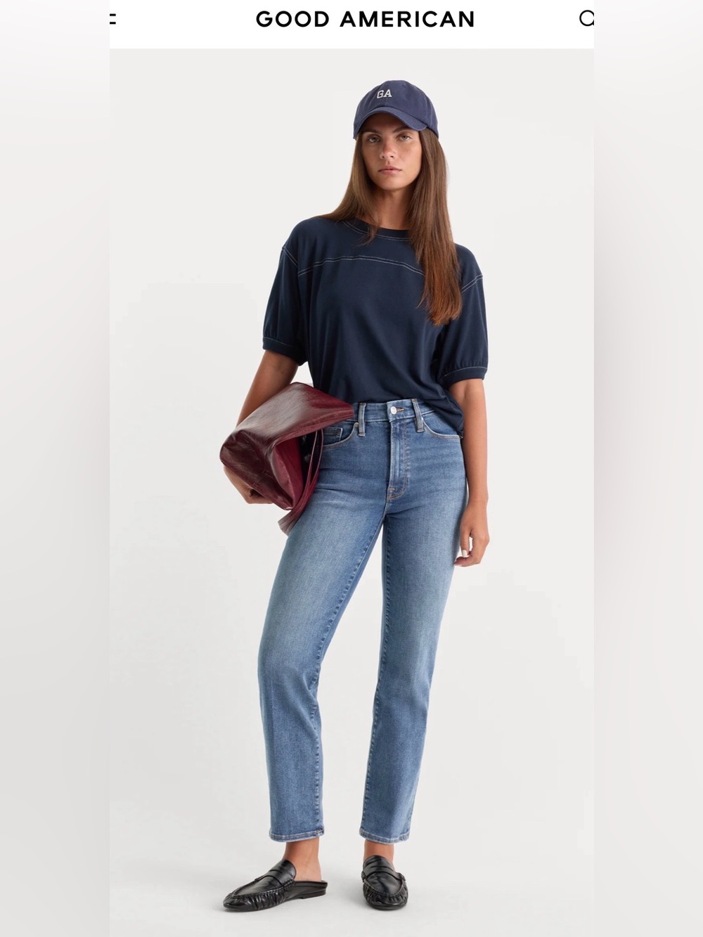 Good American Always Fits Good Legs Straight Leg Jeans in Indigo , size 6-12